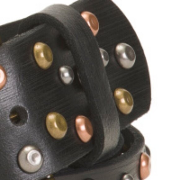 NEW MOST WANTED Brown 3 tone metal Distressed Studded Leather Belt   1T8 - Picture 3 of 4